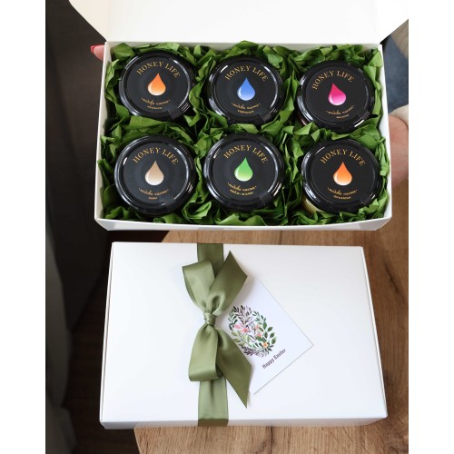 Подарунок на Великдень: подарунковий набір з крем-медом (6×140 г) — Green Подарунок на Великдень: подарунковий набір з крем-медом (6×140 г) — Green